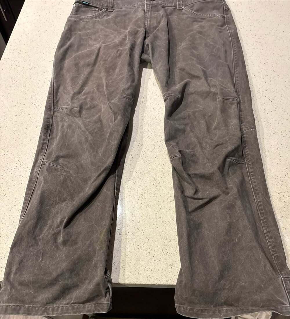 Kuhl Rydr Men's Vintage Patina Dye Stretch Canvas Work Pants Charcoal Grey